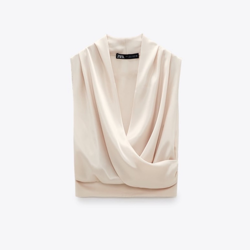 ZARA SATIN EFFECT WRAP TOP - Picture 2 of 6